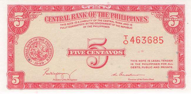 Philippinen 5 Centavos 1949 p126